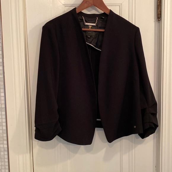 Ted Baker Jackets & Blazers - Ted Baker black blazer. Three quarter length ruched sleeves. TB 3 / US8 / US10